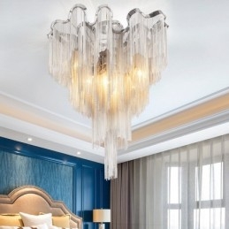 Żyrandol z frędzlami Designerska lampa sufitowa Srebrny Złoty kolor