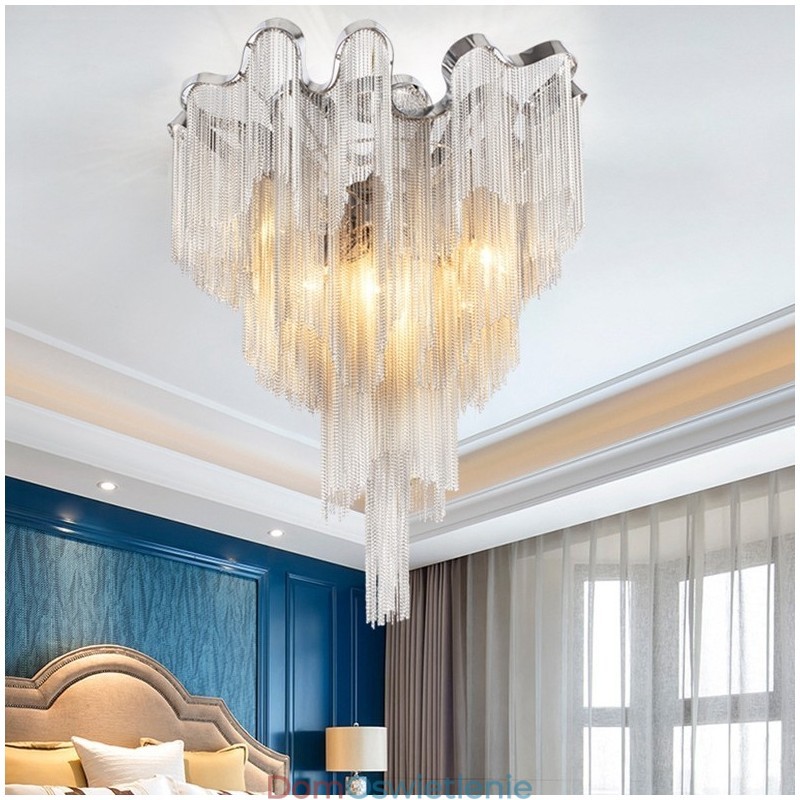 Żyrandol z frędzlami Designerska lampa sufitowa Srebrny Złoty kolor