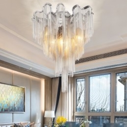 Żyrandol z frędzlami Designerska lampa sufitowa Srebrny Złoty kolor