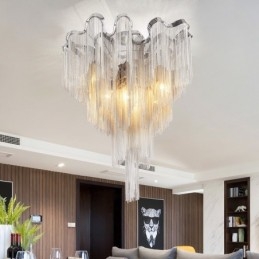 Żyrandol z frędzlami Designerska lampa sufitowa Srebrny Złoty kolor