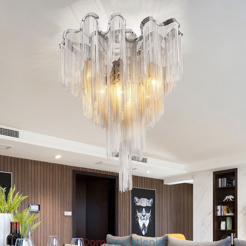 Żyrandol z frędzlami Designerska lampa sufitowa Srebrny Złoty kolor