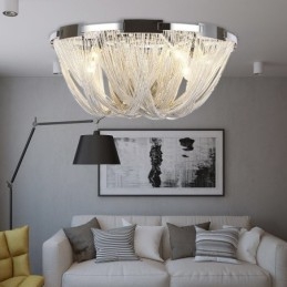 Żyrandol z frędzlami Designerska lampa sufitowa Srebrny Złoty kolor