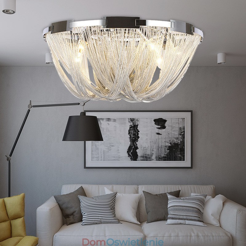Żyrandol z frędzlami Designerska lampa sufitowa Srebrny Złoty kolor