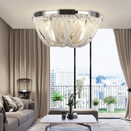 Żyrandol z frędzlami Designerska lampa sufitowa Srebrny Złoty kolor