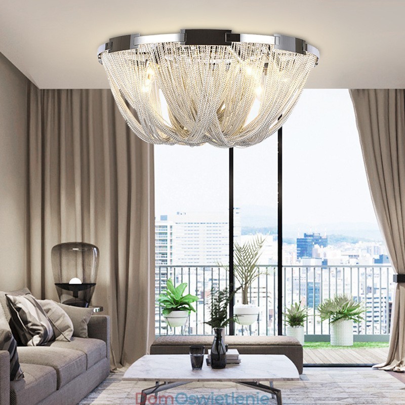 Żyrandol z frędzlami Designerska lampa sufitowa Srebrny Złoty kolor