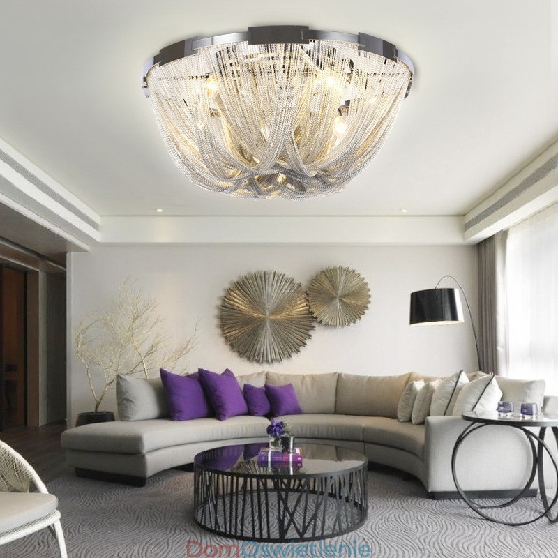 Żyrandol z frędzlami Designerska lampa sufitowa Srebrny Złoty kolor