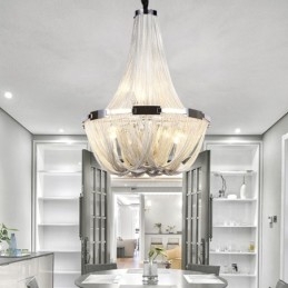 Żyrandol z frędzlami Designerska lampa wisząca Srebrny Złoty kolor