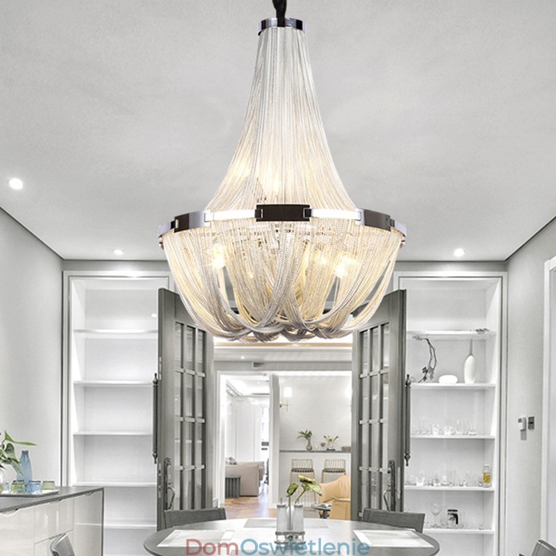 Żyrandol z frędzlami Designerska lampa wisząca Srebrny Złoty kolor