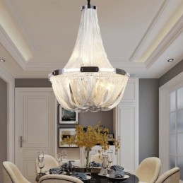 Żyrandol z frędzlami Designerska lampa wisząca Srebrny Złoty kolor