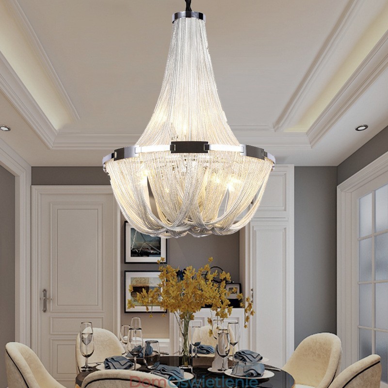 Żyrandol z frędzlami Designerska lampa wisząca Srebrny Złoty kolor