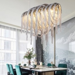Żyrandol z frędzlami Designerska lampa wisząca Srebrny Złoty kolor
