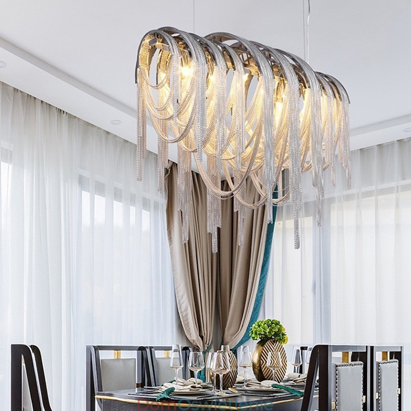 Żyrandol z frędzlami Designerska lampa wisząca Srebrny Złoty kolor