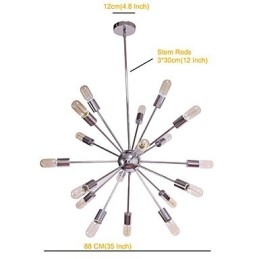 Żyrandol Nowoczesny Globus Salon Wiszący Jadalnia Zakupy Sklep Noc Metal Chrom