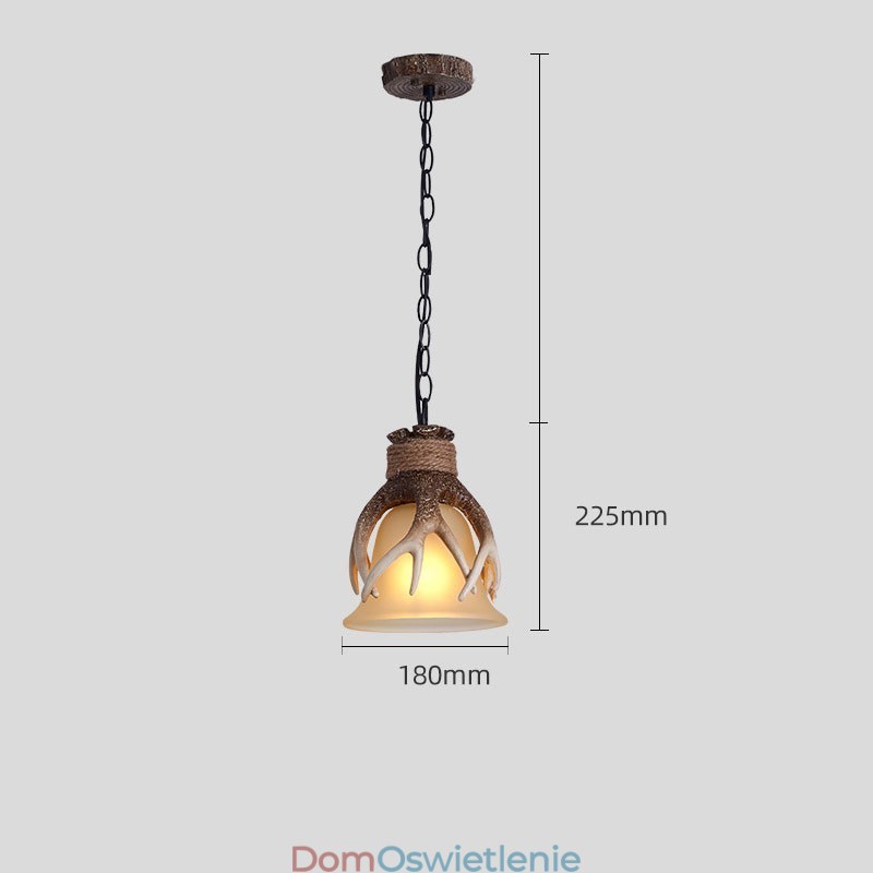 Jedno światło rustykalne artystyczne retro antyczne poroże lampa wisząca z kloszem szklanym