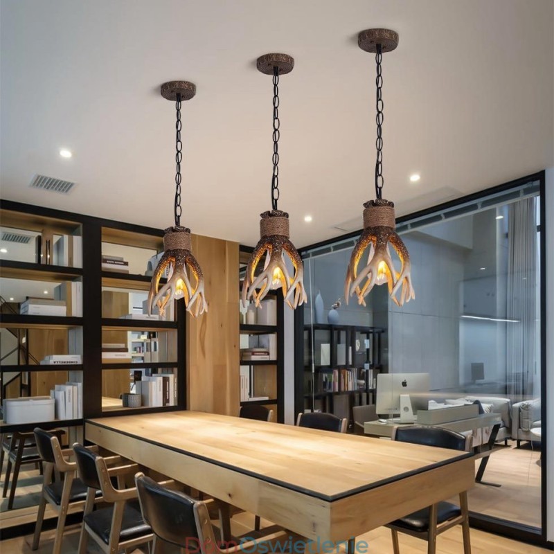 Jedno światło rustykalne artystyczne retro antyczne poroże lampa wisząca