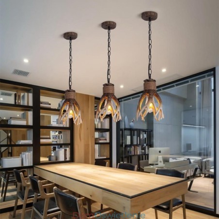 Jedno światło rustykalne artystyczne retro antyczne poroże lampa wisząca Jedno światło rustykalne artystyczne retro antyczne poroże lampa wisząca