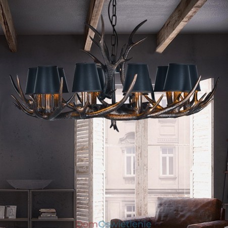 Retro Antler Antyczny Żyrandol z Kloszami Retro Antler Antyczny Żyrandol z Kloszami