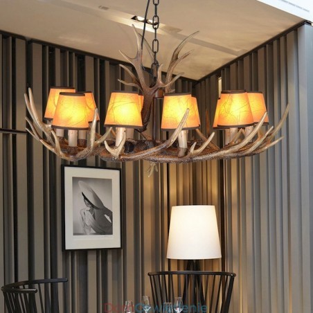 Retro Antler Antyczny Żyrandol z Kloszami Retro Antler Antyczny Żyrandol z Kloszami
