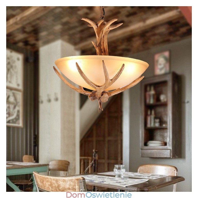 Jedno światło rustykalne artystyczne retro antyczne poroże lampa wisząca z kloszem szklanym