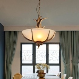 Jedno światło rustykalne artystyczne retro antyczne poroże lampa wisząca z kloszem szklanym