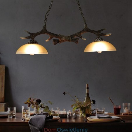 2-punktowa czarna rustykalna artystyczna retro lampa wisząca z poroża antycznego z kloszem szklanym 2-punktowa czarna rustykalna artystyczna retro lampa wisząca z poroża antycznego z kloszem szklanym