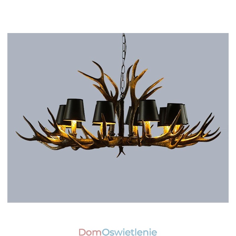 Retro Antler Antyczny Żyrandol z Kloszami