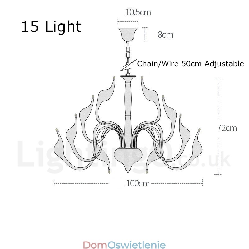 15-punktowy biały nowoczesny współczesny galwanizowany metalowy żyrandol