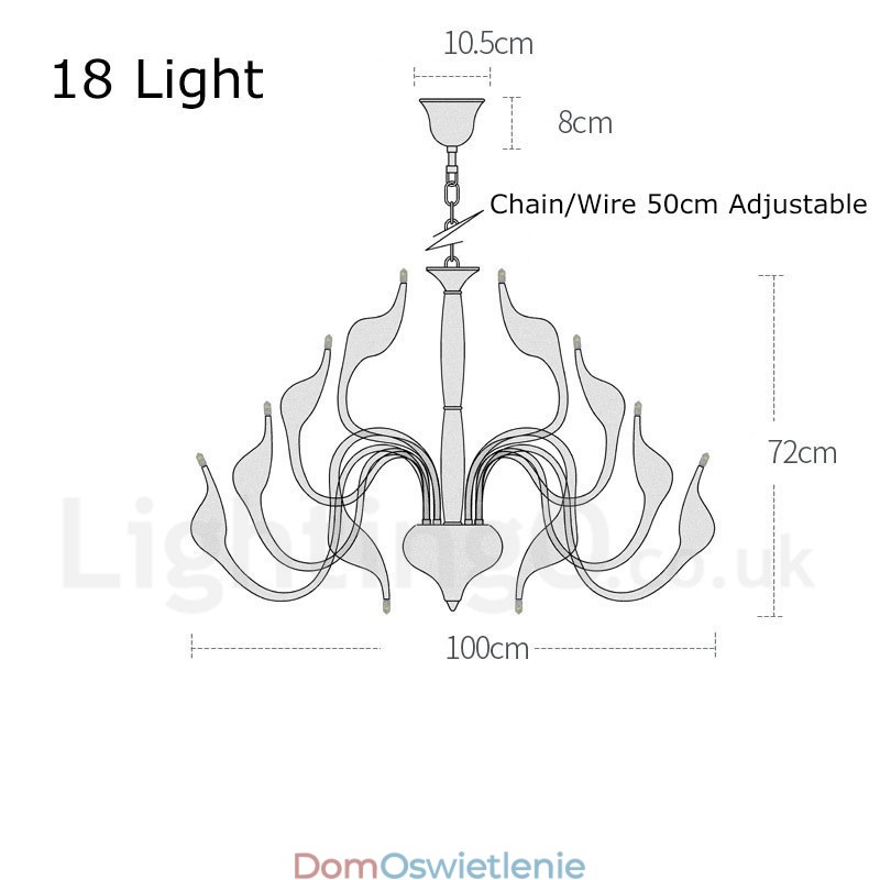 18 świateł ze stali nierdzewnej Post Modern Swan żyrandol G4 chromowane wykończenie