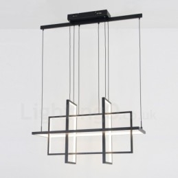 Ściemnialna lampa wisząca w nowoczesnym wzornictwie cztery prostokąty