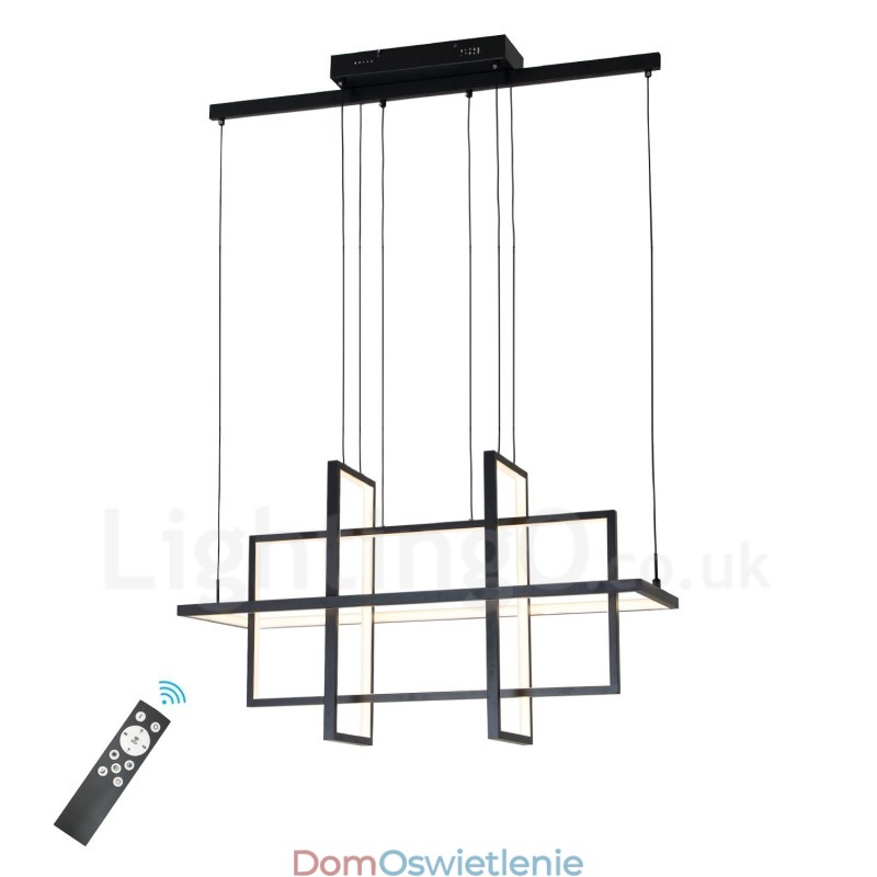 Ściemnialna lampa wisząca w nowoczesnym wzornictwie cztery prostokąty