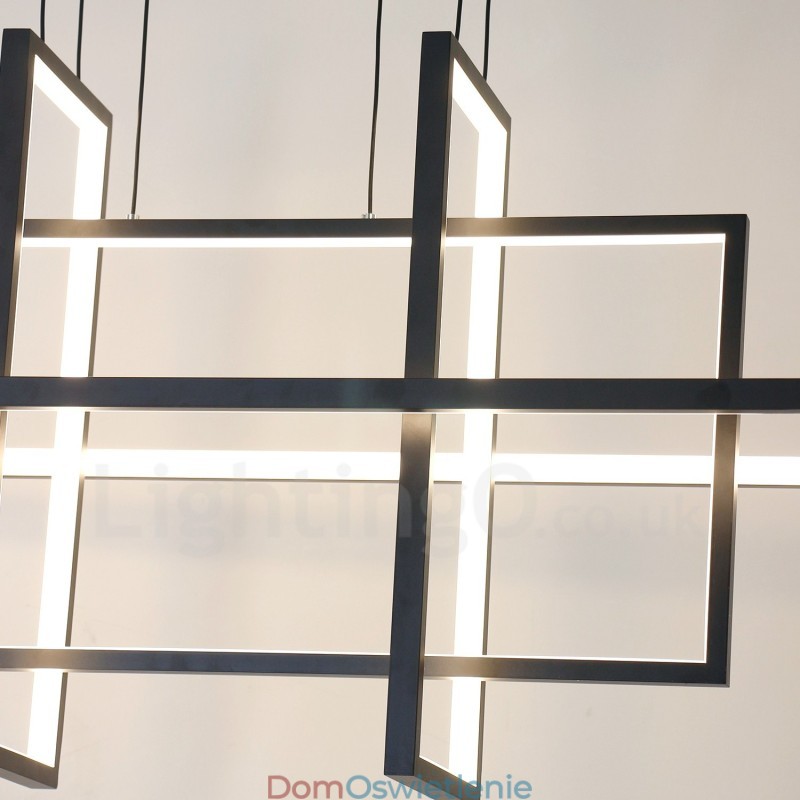 Ściemnialna lampa wisząca w nowoczesnym wzornictwie cztery prostokąty