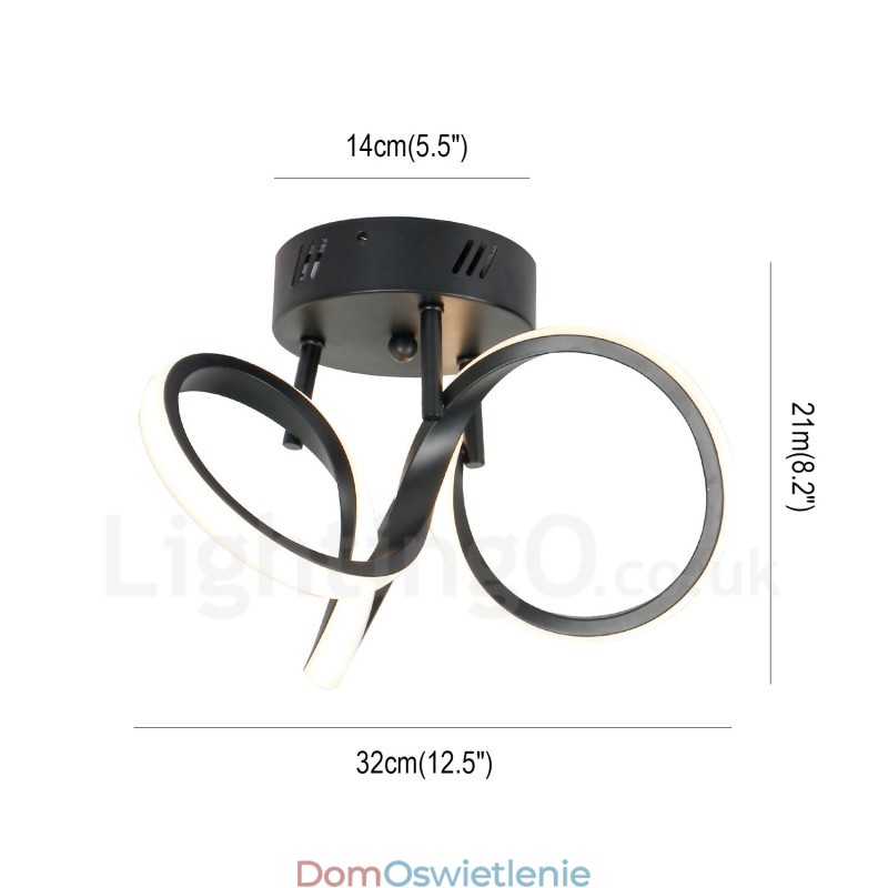 Przełącznik Triac, ściemnialny, czarny, nowoczesny, współczesny, nordycki styl, sufitowa lampa płaska, okrągła