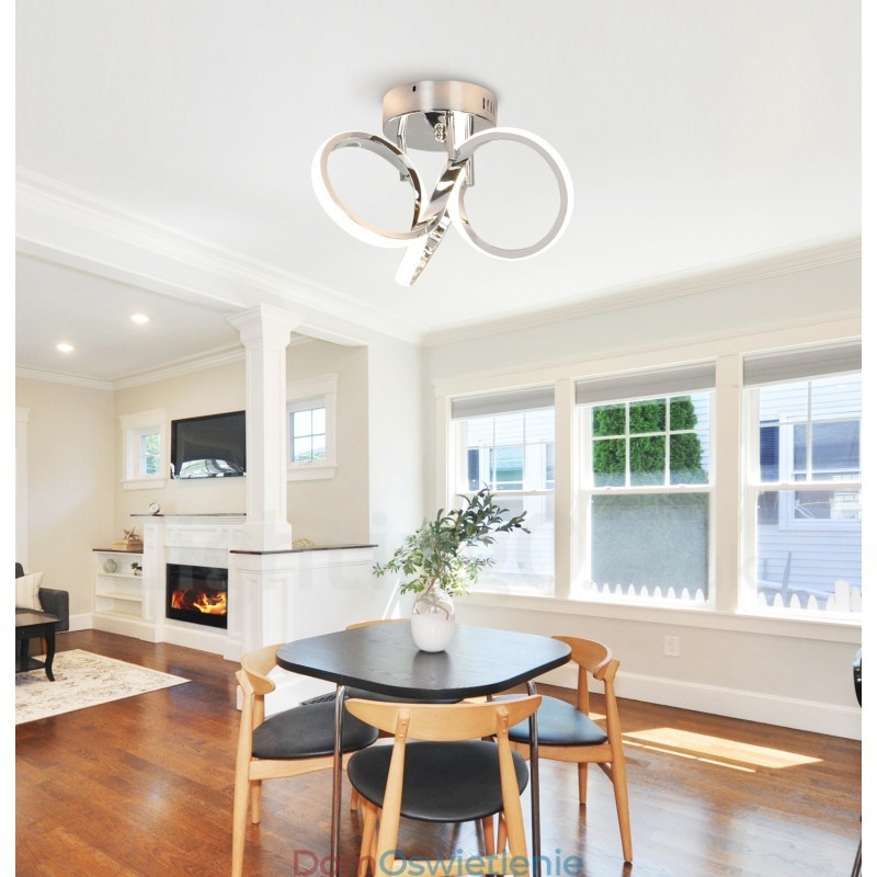 Przełącznik Triac, ściemnialny, chrom, nowoczesny, współczesny, nordycki styl, sufitowa lampa okrągła, montaż na płasko