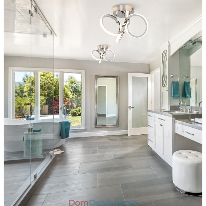 Przełącznik Triac, ściemnialny, chrom, nowoczesny, współczesny, nordycki styl, sufitowa lampa okrągła, montaż na płasko