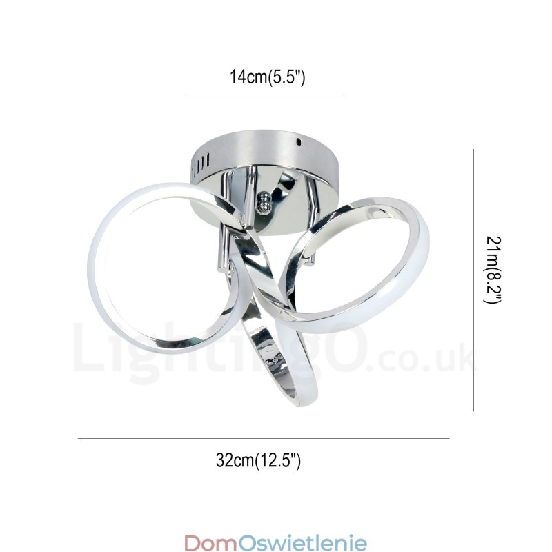 Przełącznik Triac, ściemnialny, chrom, nowoczesny, współczesny, nordycki styl, sufitowa lampa okrągła, montaż na płasko