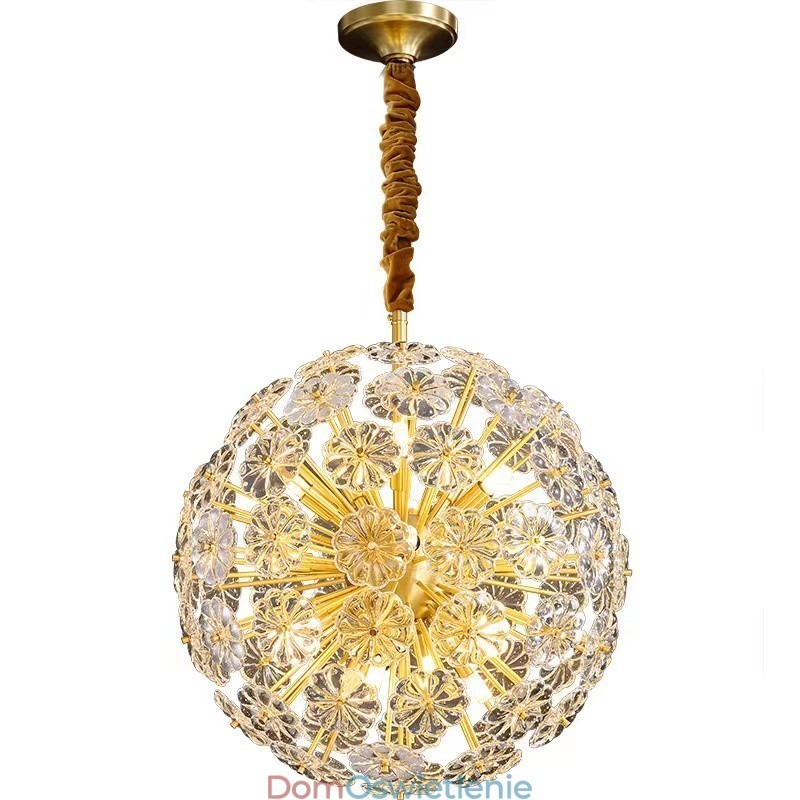 Nordic Spherical Brass Dandelion Crystal Pendant Light