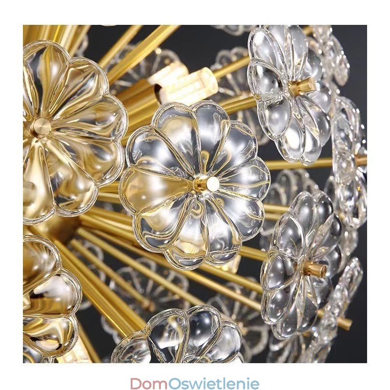 Nordic Spherical Brass Dandelion Crystal Pendant Light
