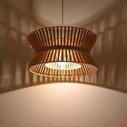 Lampa wisząca z drewna vintage