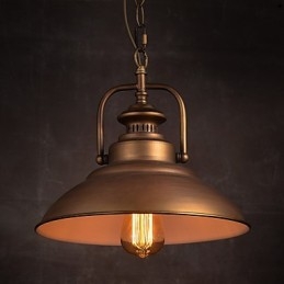 Lampa wisząca retro z metalowym kloszem w stylu starej fabryki