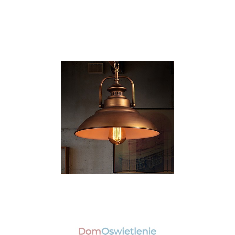 Lampa wisząca retro z metalowym kloszem w stylu starej fabryki