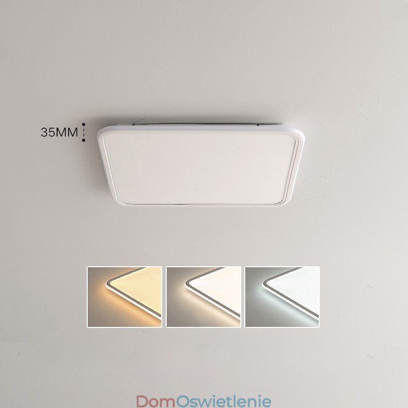 Nowoczesna ściemnialna kwadratowa lampa sufitowa do montażu na płasko, oświetlenie wewnętrzne