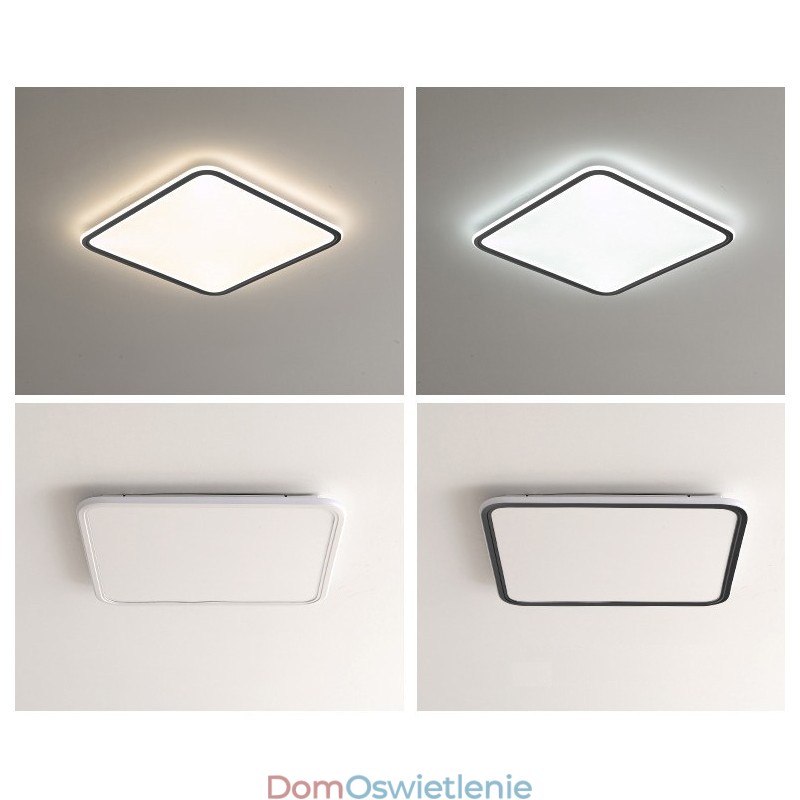 Nowoczesna ściemnialna kwadratowa lampa sufitowa do montażu na płasko, oświetlenie wewnętrzne