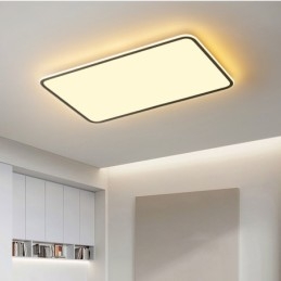 Nowoczesna, duża, ściemnialna, prostokątna, sufitowa lampa do montażu na płasko, oświetlenie wewnętrzne