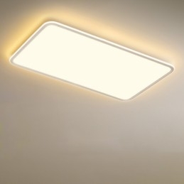 Nowoczesna, duża, ściemnialna, prostokątna, sufitowa lampa do montażu na płasko, oświetlenie wewnętrzne