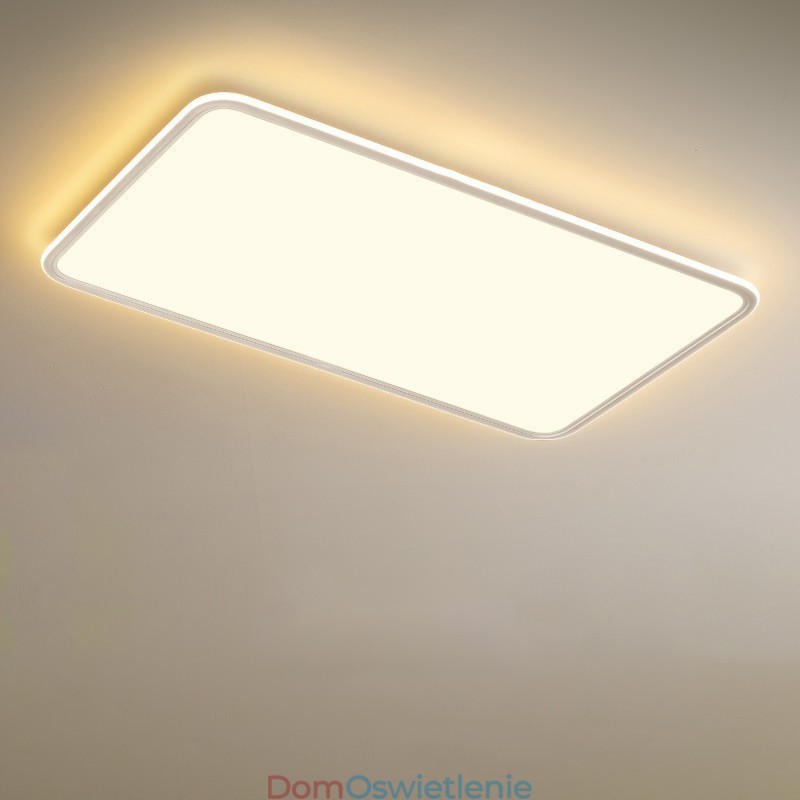 Nowoczesna, duża, ściemnialna, prostokątna, sufitowa lampa do montażu na płasko, oświetlenie wewnętrzne