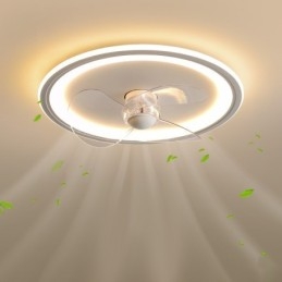 Nordic Round Ultra cienka, cicha, niewidoczna, ściemnialna, montowana na płasko lampa wentylatora, pełne spektrum ochrony oczu