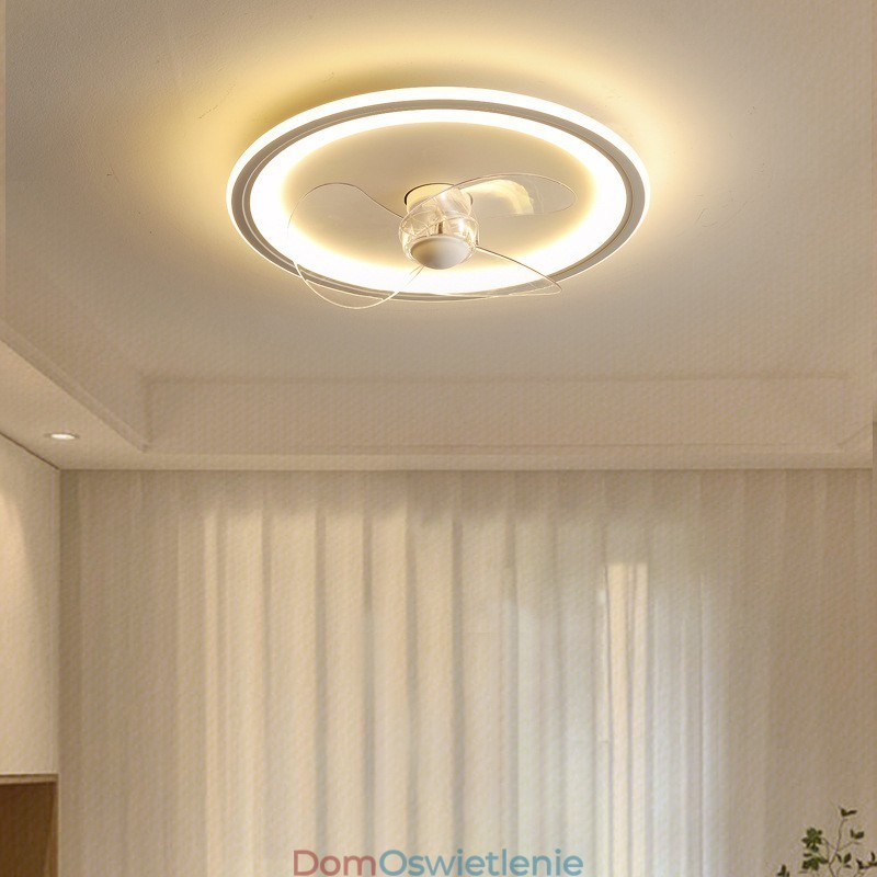 Nordic Round Ultra cienka, cicha, niewidoczna, ściemnialna, montowana na płasko lampa wentylatora, pełne spektrum ochrony oczu