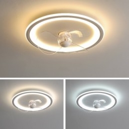 Nordic Round Ultra cienka, cicha, niewidoczna, ściemnialna, montowana na płasko lampa wentylatora, pełne spektrum ochrony oczu