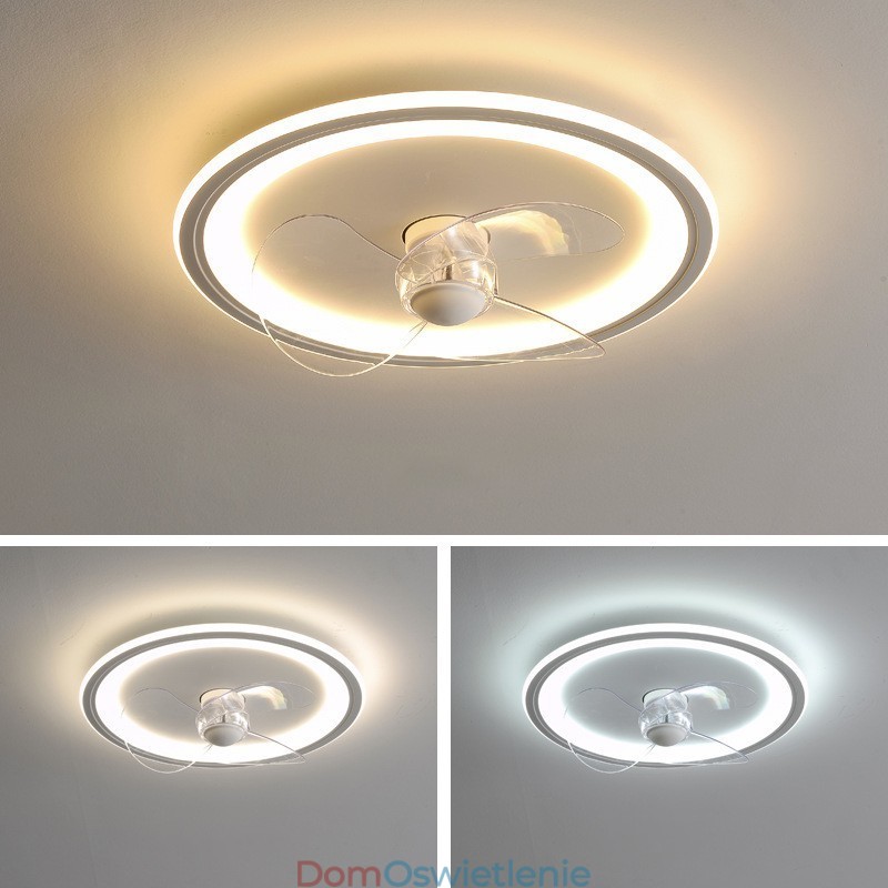 Nordic Round Ultra cienka, cicha, niewidoczna, ściemnialna, montowana na płasko lampa wentylatora, pełne spektrum ochrony oczu
