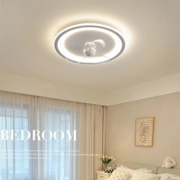 Nordic Round Ultra cienka, cicha, niewidoczna, ściemnialna, montowana na płasko lampa wentylatora, pełne spektrum ochrony oczu